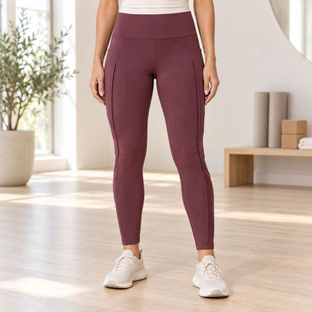Old Navy PowerSoft Burgundy High Rise Pocket Leggings Size M